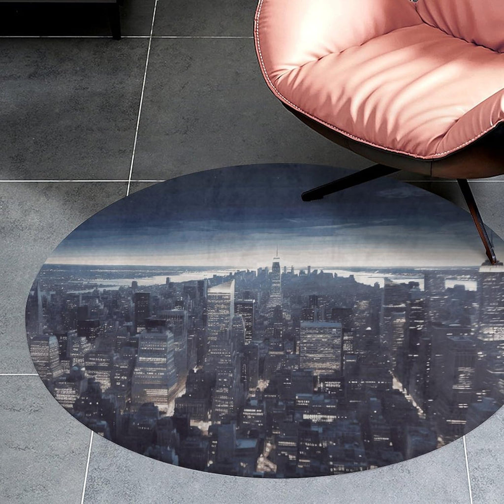 New York City1 Coral Velvet Round Floor Mat Non-Slip Bath Rug Floor Covering for Bathroom Vanity Guest Suite & Vacation Home