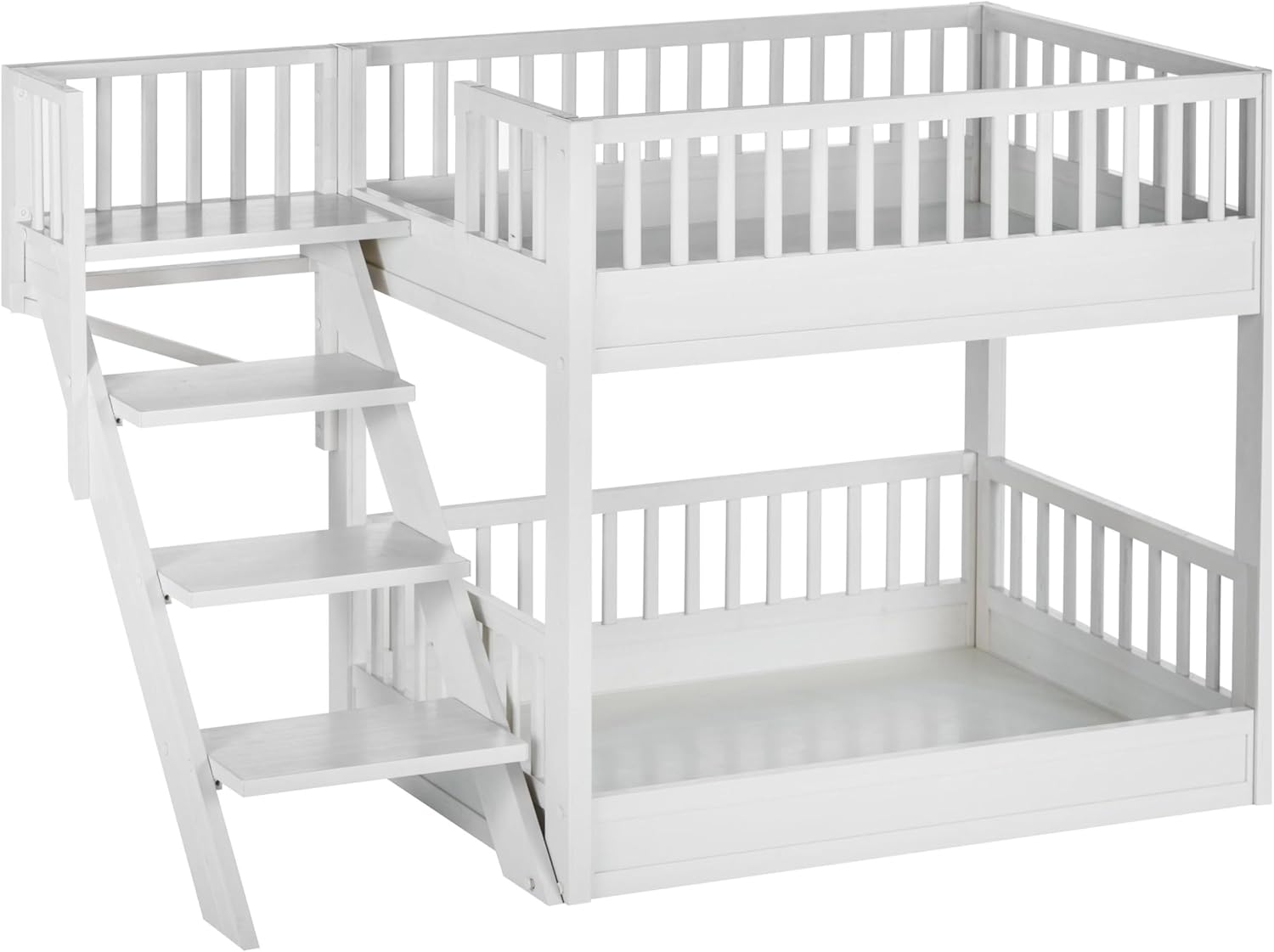 New Age Pet ECOFLEX Aspen Dog Bunk Bed in Antique White, Memory Foam Cushions, Wide Stairs, Non Toxic, Easy Assembly