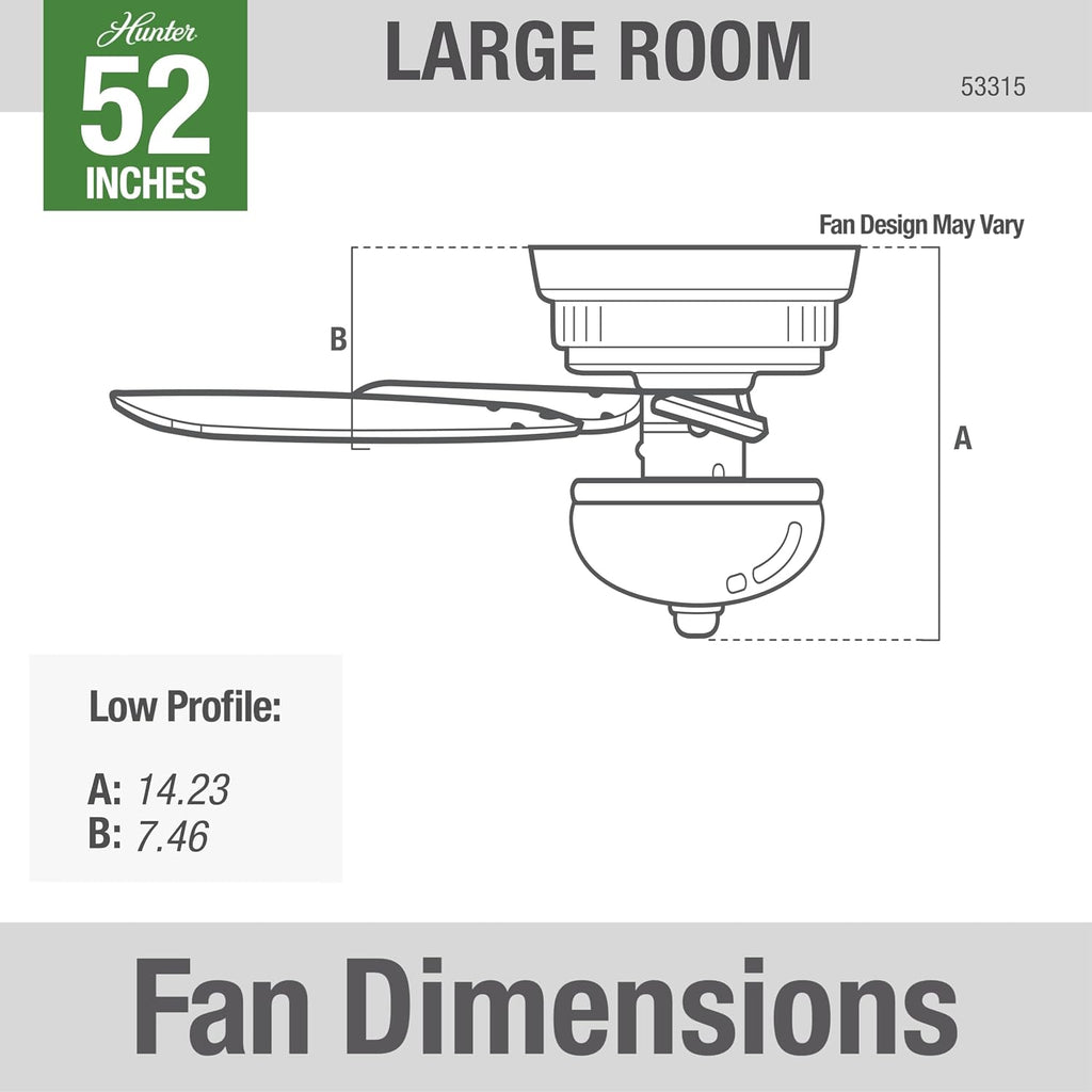 Hunter 52 inch Indoor Ceiling Fan with LED Light - Ceiling Fan with Pull Chain, For Bedroom or Living Room, Low Profile Flush Mount, No Remote, 5 Blades, Includes Bulbs- Newsome 53315, Brushed Nickel