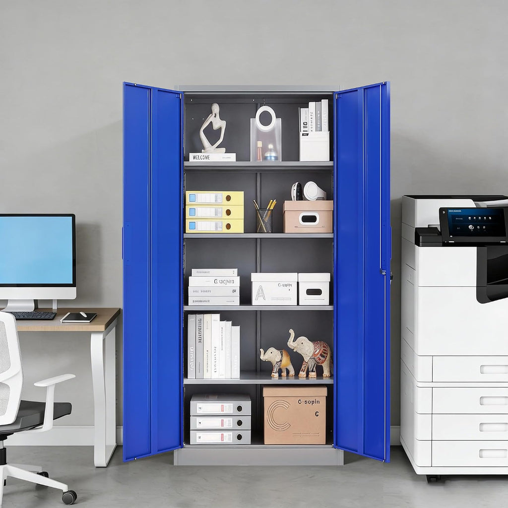 Metal Garage Storage Cabinet,Steel Storage Cabinet with Doors and Adjustbale Shelves,Lockable Tool Cabinet for Garage,Basement,Home Office,School