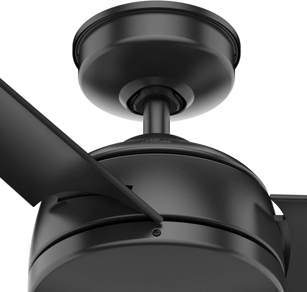 Hunter Fan 52 inch Outdoor Ceiling Fan for Patio with 3 blades, Farmhouse Ceiling Fan, Matte Black, for Living Room, Bedroom, Farmhouse, Kitchen (Renewed)