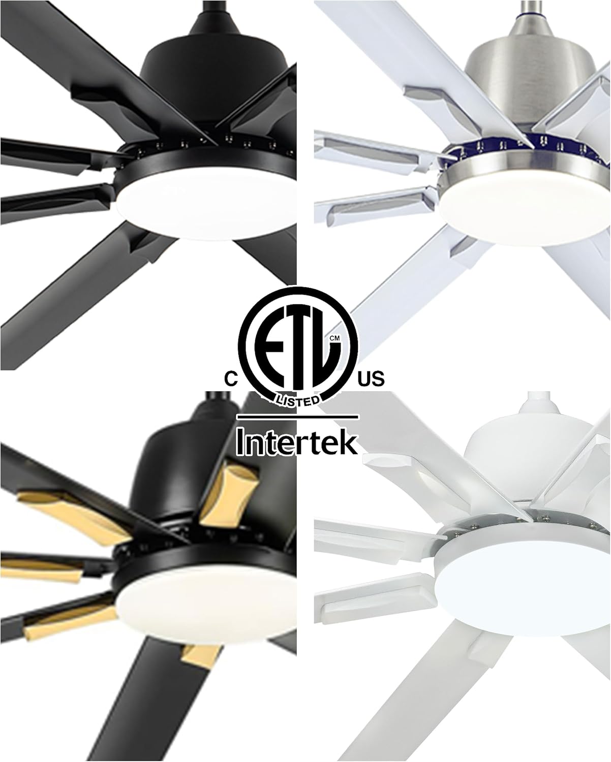 Minislak 72 Inch Ceiling Fan with Light,Industrial Ceiling Fan with 8 Aluminium Blades,Black Gold Smart Fan Compatible with Alexa,Garage Outdoor Indoor Fan for Patio and Living Room