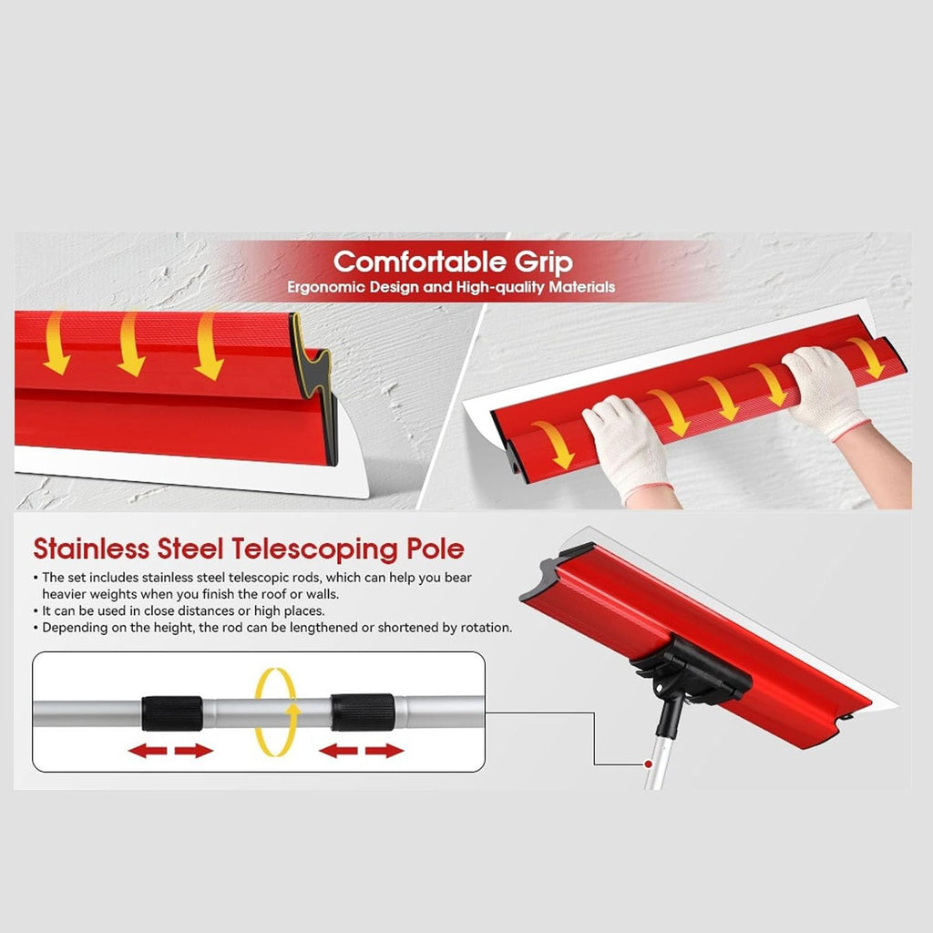 Eujgoov Stainless Steel Skimming Blade Set Drywall Tool with Extension Handle, Eujgoovsmpf386gyx