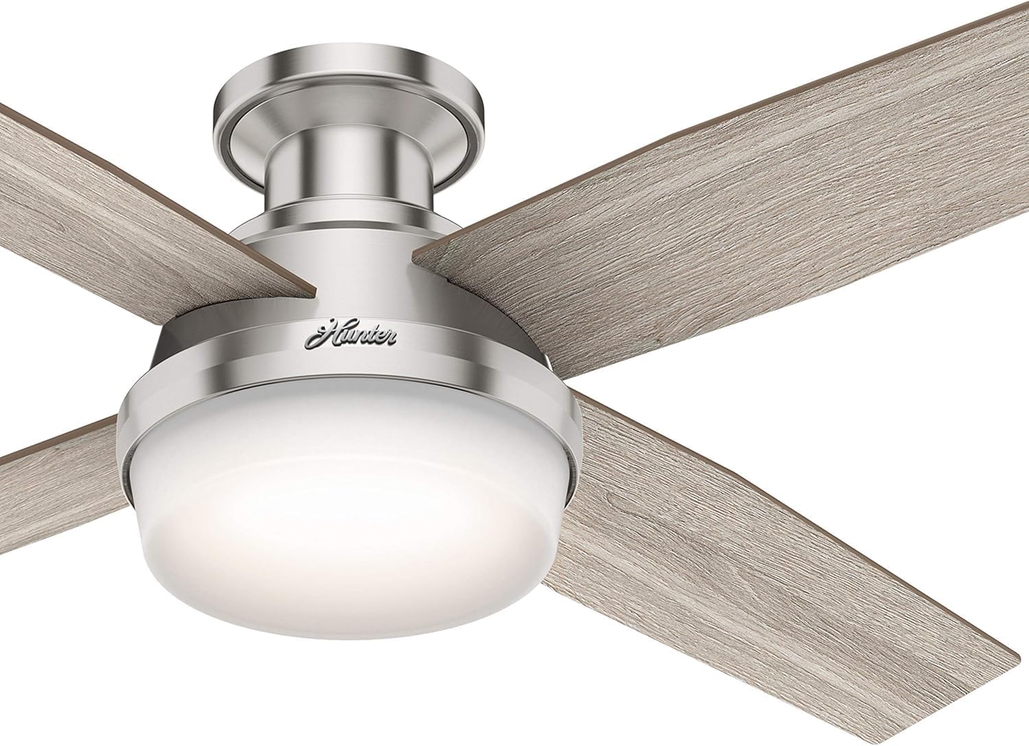 Hunter Fan 52 inch Indoor Ceiling Fan with LED Light, Brushed Nickel Ceiling Fan with Remote for Bedroom, Office or Living Room, 4 Blades (Renewed)