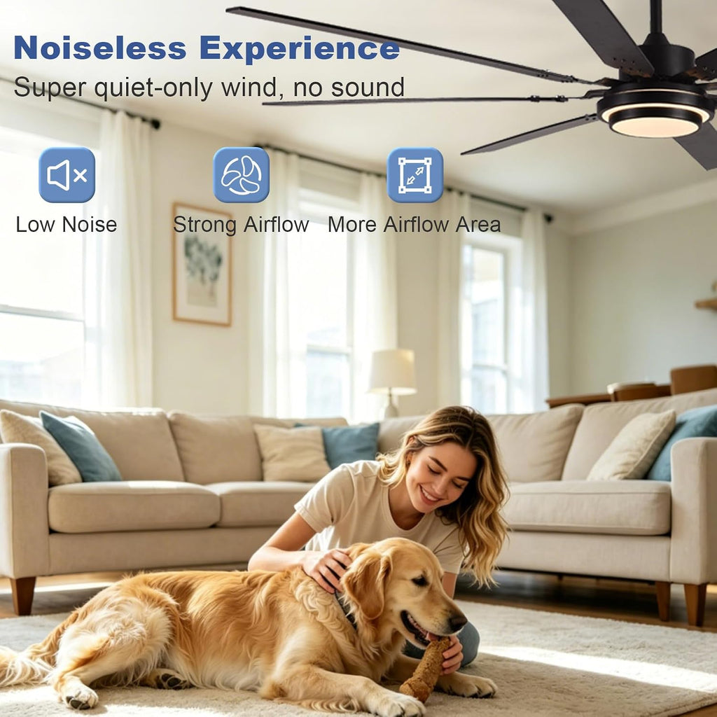 Depuley 72-Inch Ceiling Fan with Light: Walnut Ceiling Fans with 8 Blades Dual Finish Reversible - Large Ceiling Fan with Remote Control Noiseless for Farmhouse Living Room Outdoor Patios