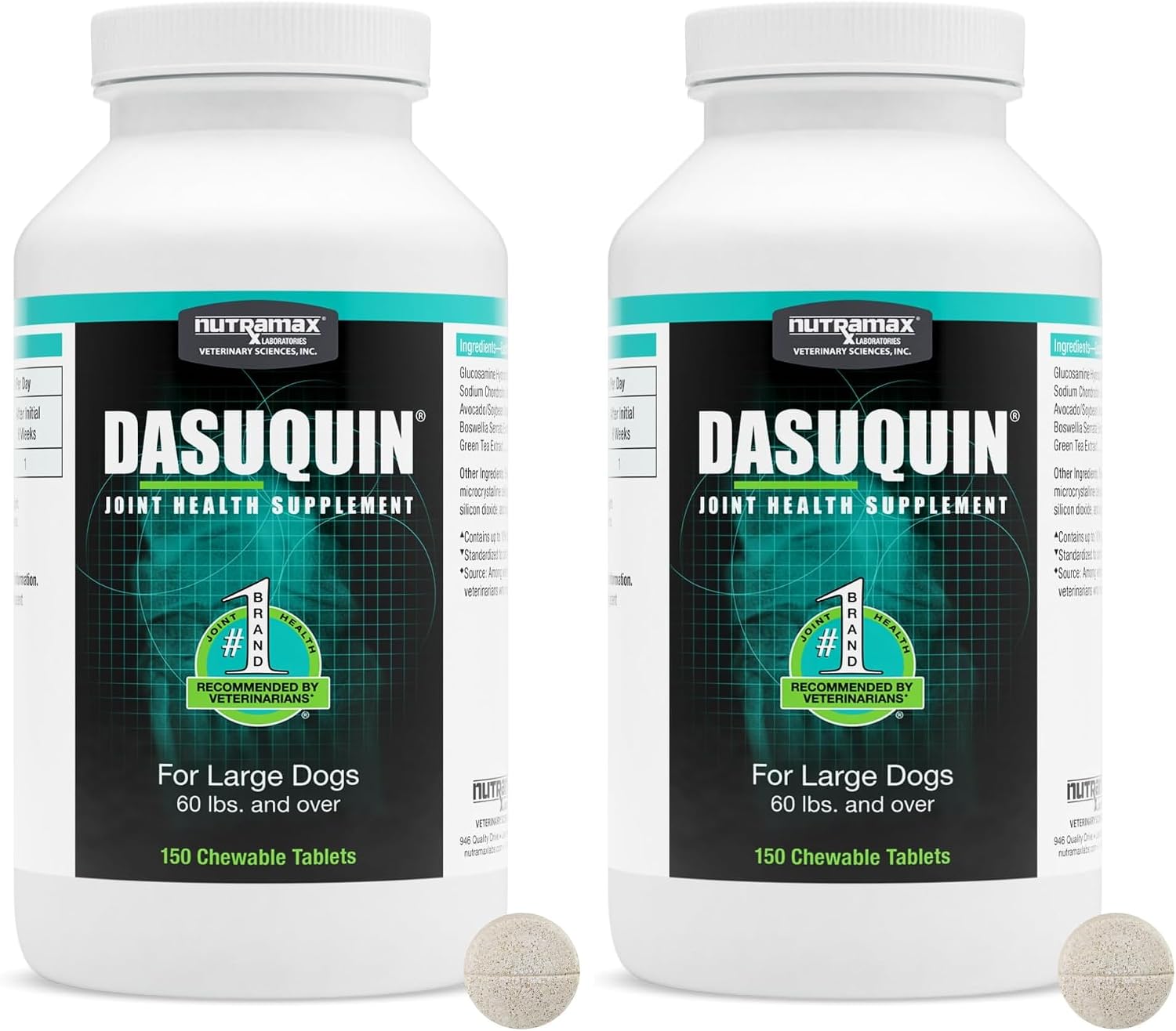 Nutramax Dasuquin for Large Dogs, Joint Health Supplement, Contains Glucosamine for Dogs, Plus Chondroitin, ASU and More, Supports Healthy Joints, Chewable Tablets, 150 Count (Pack of 2)