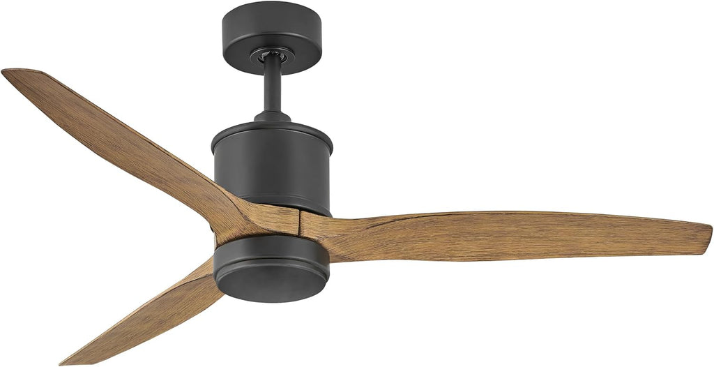 Hinkley Hover 52' Indoor/Outdoor Smart Ceiling Fan with Light and Remote, Modern Propeller Style with Composite Fan Blades, Integrated LED, Matte Black and KOA wood blades