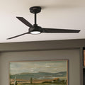 Hunter 52' ZenTech Outdoor Smart Ceiling Fan, LED Light, Remote, Black | ENERGY STAR certified with Apple, Google, Alexa support and covered outdoor use for bedrooms, living rooms, or patios.