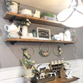 HDDFER Industrial Pipe Wall Wood Shelves,Real Wooden Shelves 48' in Special Brown Color with 1.2' Extra Thickness, Modern Floating Shevles Bookshelf Shelving Units for Rustic Farmhouse Decor