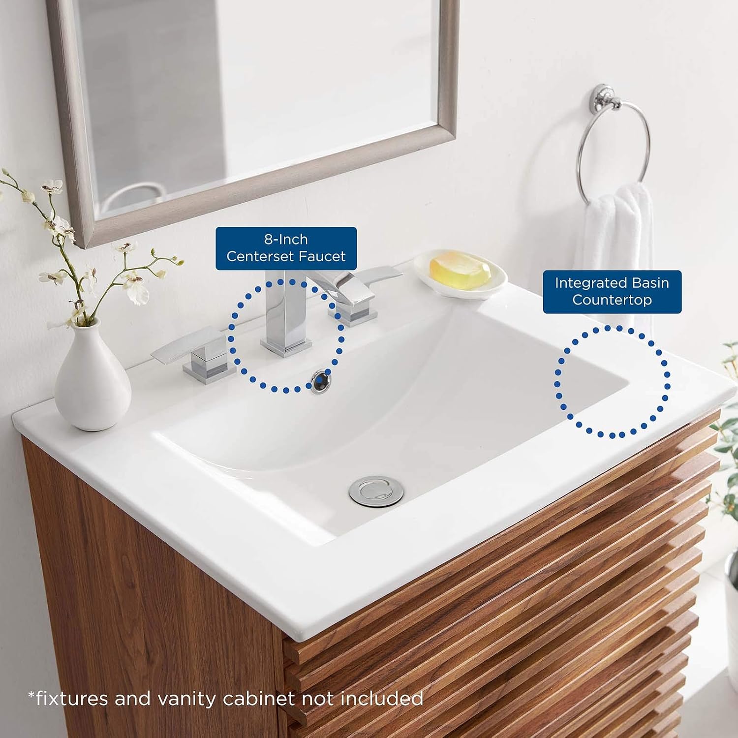 Sink Vanity Cabinet, Ceramic, White, Modern Contemporary, Hotel Bedroom Bathroom Master Suite Guest