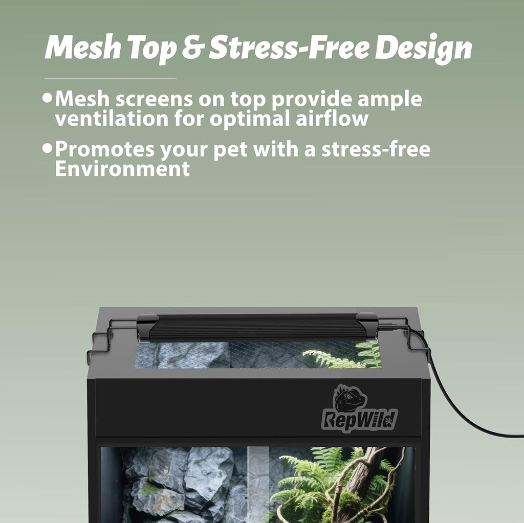 33 Gallon PVC Tall Reptile Tank/Terrarium, RepWild 18' x 18' x 24' Arboreal Reptile Habitat Enclosure with Sliding Door & Heavy-Duty Screen for Amphibians, Crested Gecko Lizard Chameleon
