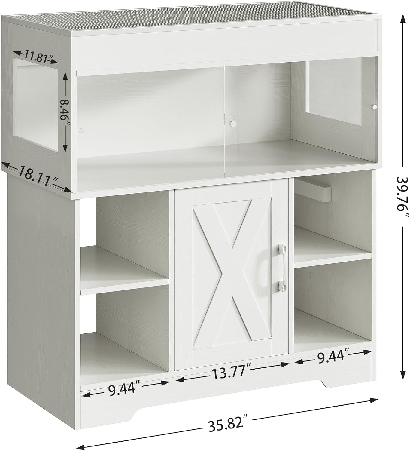 Herture 40 Gallon Reptile Terrarium Tank with Storage Cabinet, Reptile Tank with Stand, for Leopard Geckos, Corn Snakes, Juvenile Pets, Sliding Acrylic Doors, Mesh Top, Power Outlet, White PX03RTW