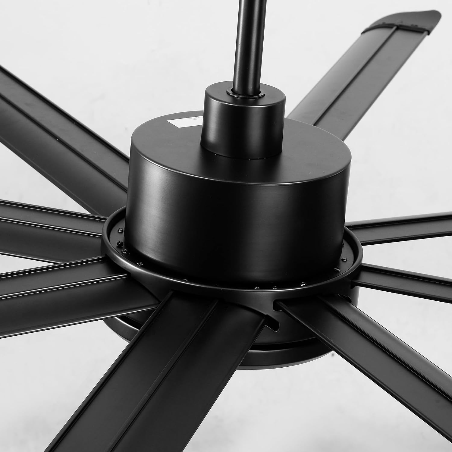 100 Inch Ceiling Fan without Lights, Industrial Commercial Ceiling Fan with Remote, 6 Speeds Quiet DC Motor, Reversible Large Shop Fan for Patio Garage Barn Gym, 8 Aluminum Blades, Matte Black