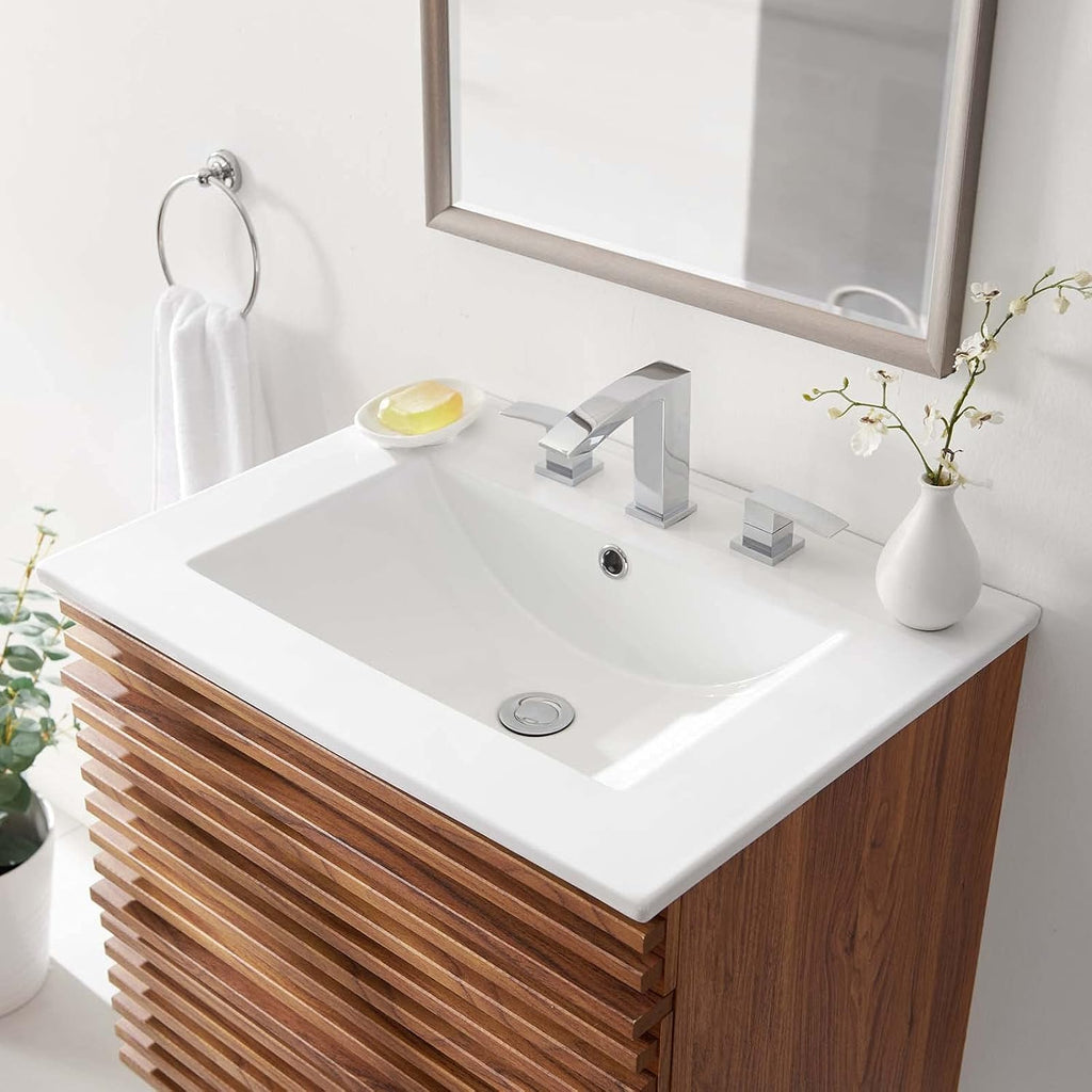 Sink Vanity Cabinet, Ceramic, White, Modern Contemporary, Hotel Bedroom Bathroom Master Suite Guest
