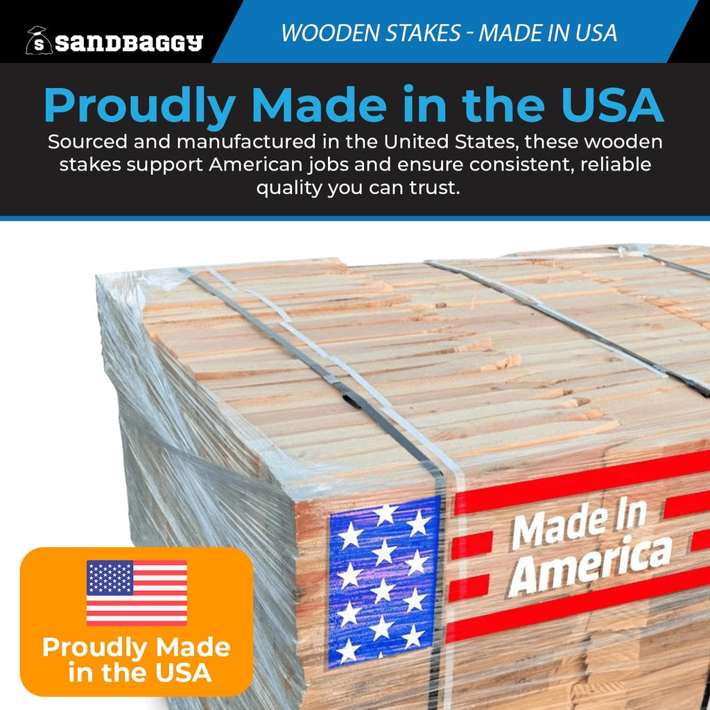 Sandbaggy 48' Wooden Grading Stakes - Made in The USA - 2' Thick Heavy Duty for Construction, Gardening, Surveying, Concrete Forms - Douglas Fir Wood (750 Stakes - 1 Pallet, 2' x 2' x 48')