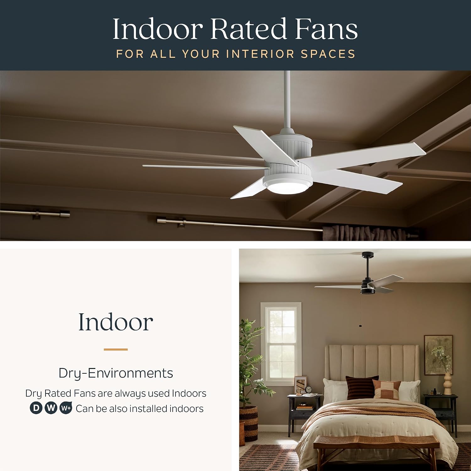 Kichler Ridley II 52 in Ceiling Fan with Light, 3-Blade LED Indoor Fan with Etched Cased Opal Glass in Brushed Stainless Steel, Medium Oak Blades for Living Room, 300027BSS
