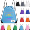 Custom Bags With Logo 100 Pack,Promotional Items Personalized Drawstring Backpack Bags Great for Gym and Everyday Use (Sky Blue)