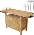 Wood Workbench - Wooden Workbench for Garage Workshop and Home, with Bar Clamps Set 2 pcs 12 inch x 3inch+ 2pcs 24inchx4-3/4,4pcs Pack