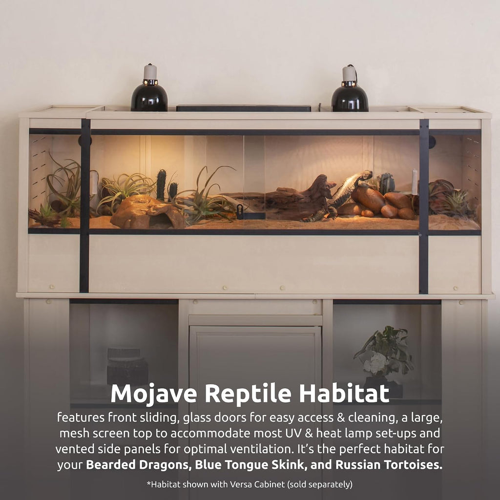 New Age Pet ECOFLEX 60' Wide X-Large Reptile Habitat, Mojave Lounge for Snakes, Tortoises & Lizards in Maple, Black & Grey, Easy Assembly, Sliding Glass Doors & Mesh Top