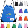 Custom Bags With Logo 100 Pack,Promotional Items Personalized Drawstring Backpack Bags Great for Gym and Everyday Use (Deep Blue)
