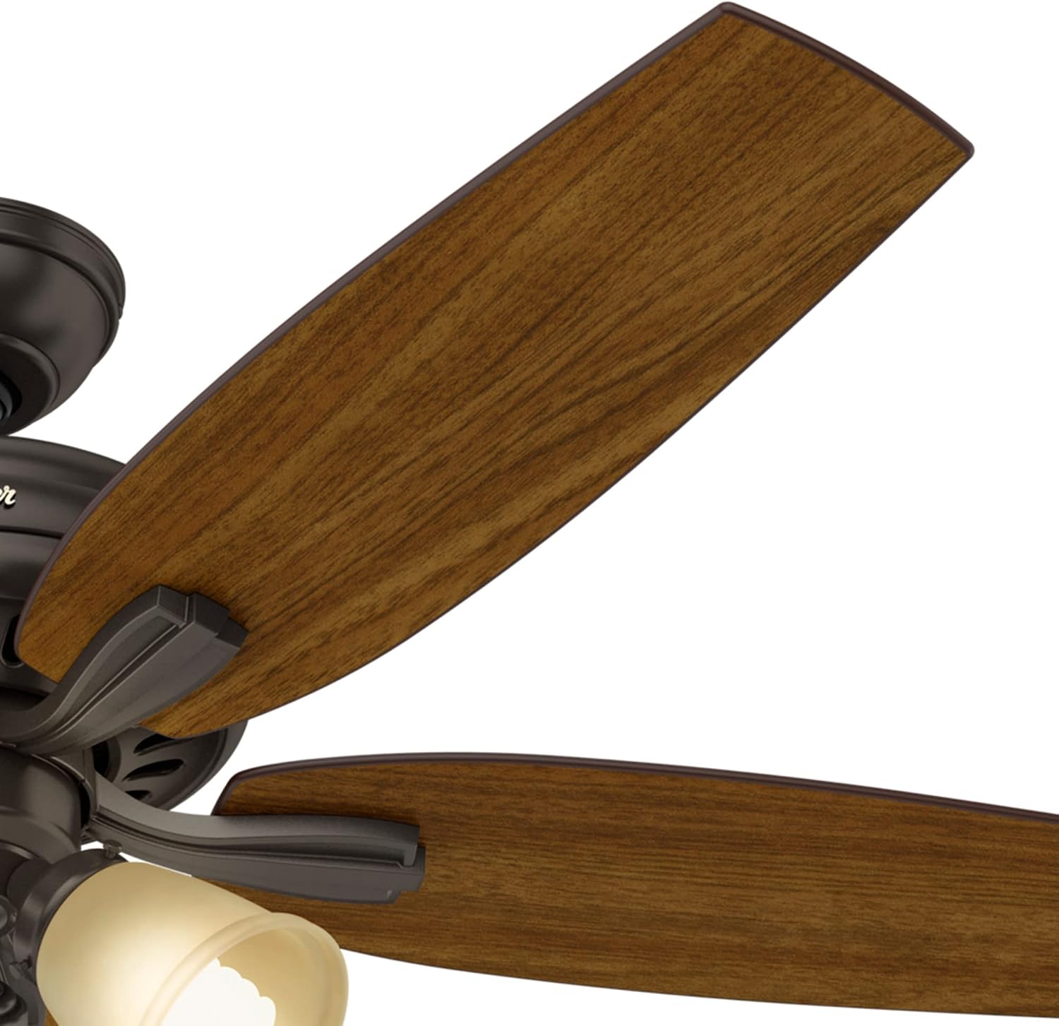 Hunter 52 inch Indoor Ceiling Fan with LED Lights - Bronze Ceiling Fan with Pull Chain, For Bedroom or Living Room, Standard Mount, No Remote, 5 Blades, Includes Bulbs - Newsome 53317, Premier Bronze