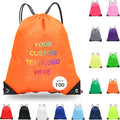 JEOHLORY pack of 100 Custom Bags With Your Logo,customized backpack,promotional items,Drawstring Backpacks,Great for Everyday Use (Custom Orange)