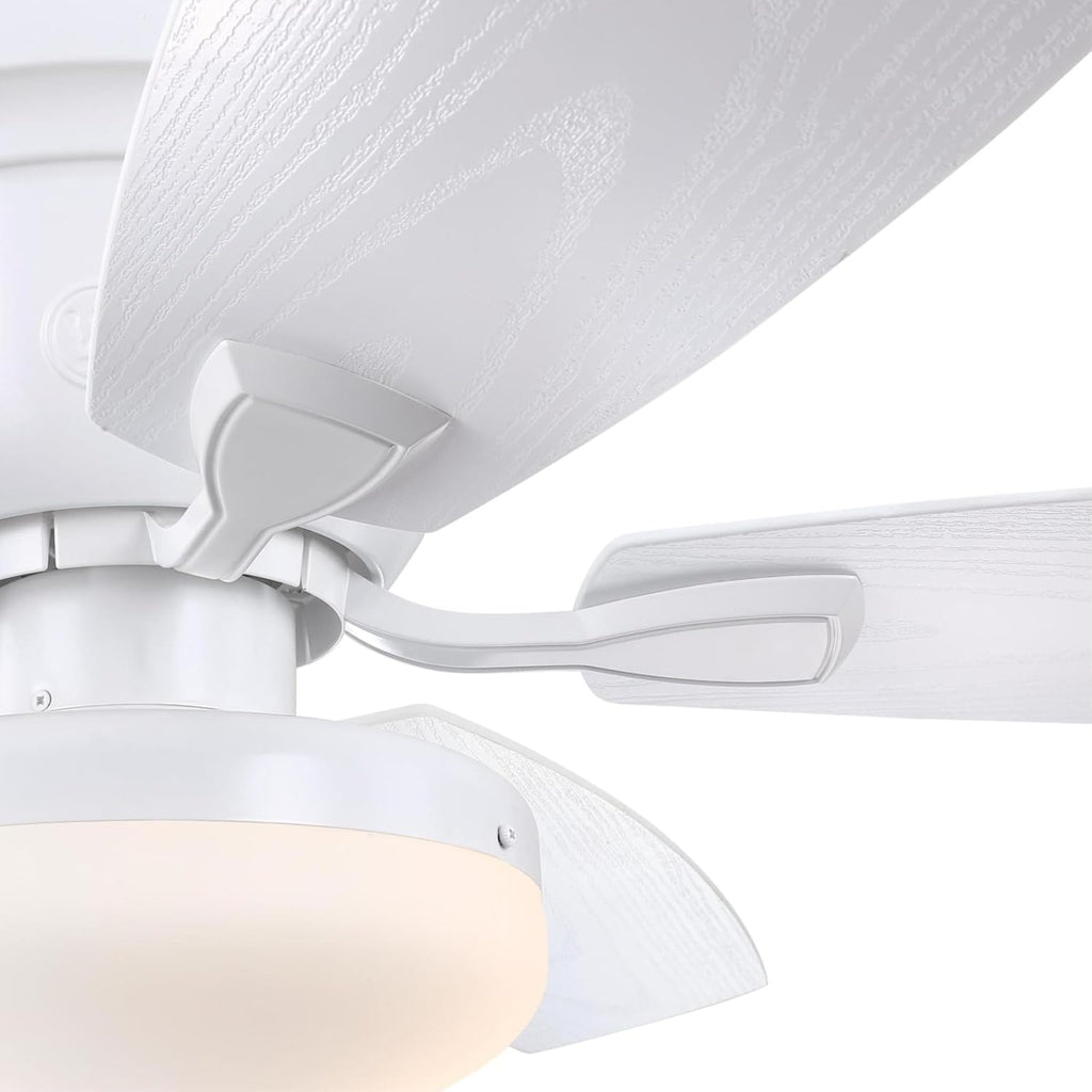 Westinghouse Lighting Contempra Indoor/Outdoor Ceiling Fan, LED Light Fixture with Opal Frosted Glass, Remote Control, 52 Inch, Matte White Finish