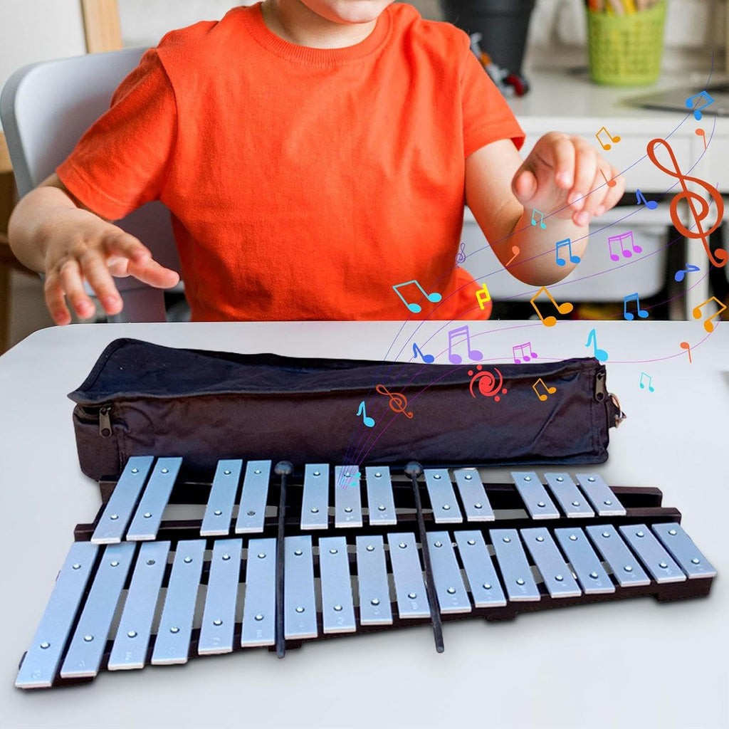 30 Note Xylophone with Mallets and Carry Bag - Portable Glockenspiel Musical Instrument for Kids Students Beginners