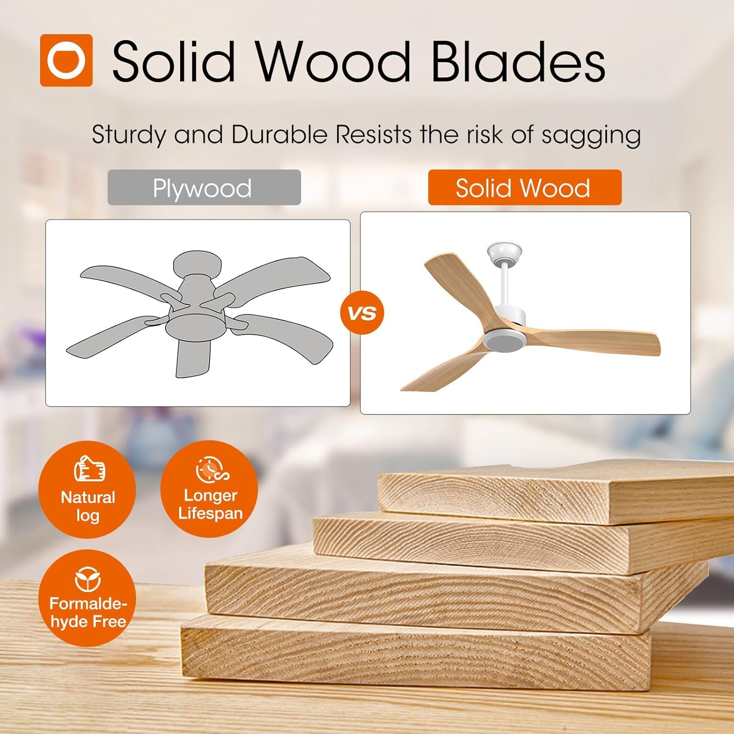 addlon 2 Pack 52 inch Ceiling Fan No Light, White Ceiling Fans with Remote Control, Reversible, 3 Wood Blades, 6 Speeds, Noiseless, Wood Ceiling Fan without Light for Indoor/Outdoor Use