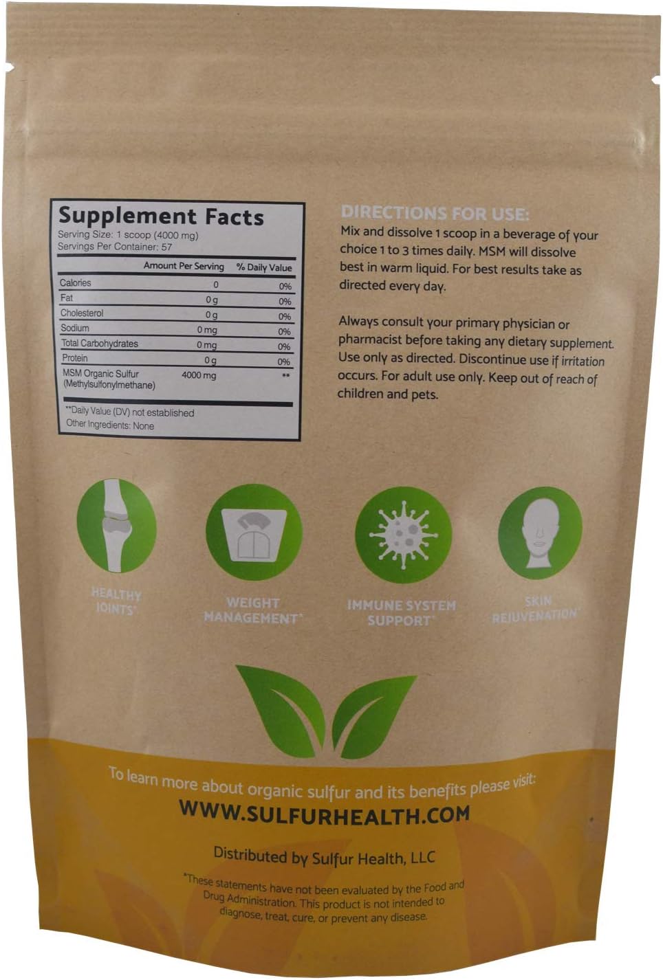 MSM Organic Sulfur - 99.9% Pure MSM Supplement - Lab-Tested & Certified (5 Pound)