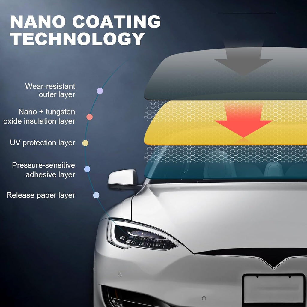 Precut Window Film Tint for Tesla Model S 2014-2019 Kit All Sides Privacy Block Infrared UV Rays Sun Blocking Protection (Side Windows 20% + Rear Windshield 20% + Front Windshield 80%)