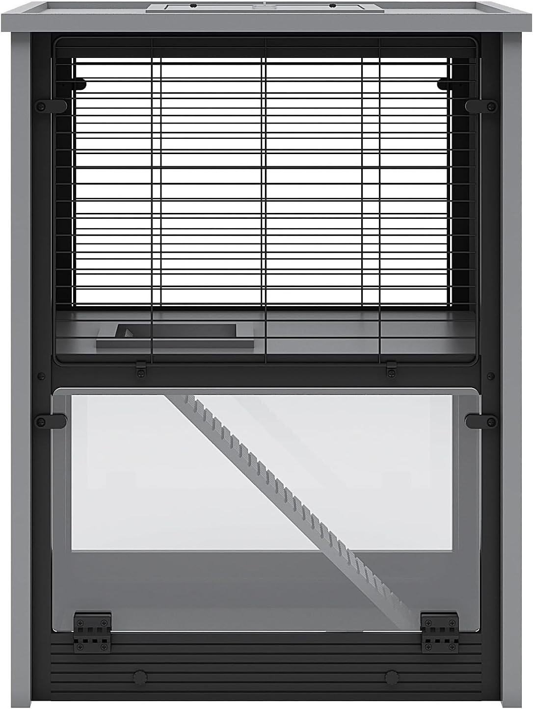 New Age Pet ECOFLEX Cozy Critter Hamster Villa, Two Level Small Animal Habitat for Hamsters, Gerbils & Mice with Burrowing Space and Clear Panels, Easy Clean Cage with ECOFLEX Material