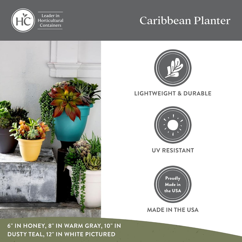The HC Companies 20 Inch Caribbean Planter Pots with Drainage & Plug, Rolled Rim Plastic Planters for Indoor & Outdoor Plants, 2-Pack Decorative Flower Pots for Garden, Office & Home Decor, Black