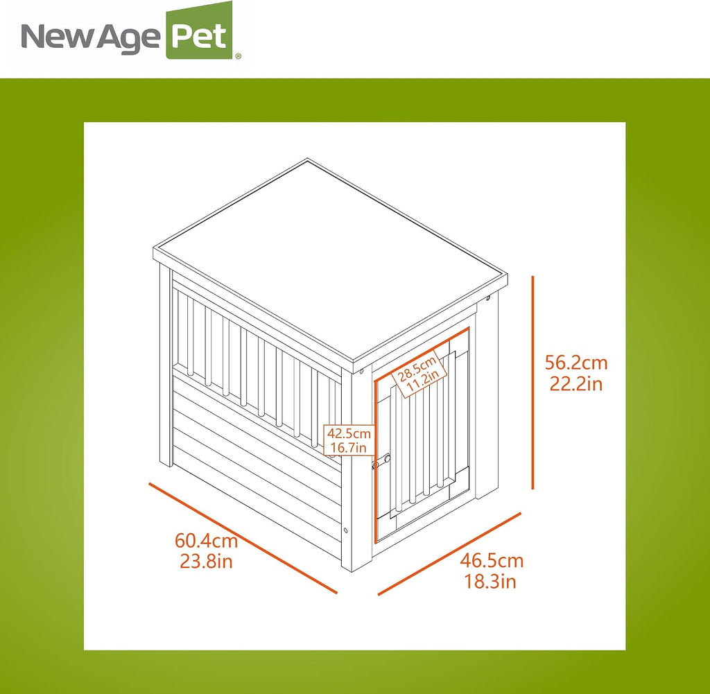 New Age Pet ECOFLEX InnPlace Dog Crate & End Table, Furniture-Style Indoor Kennel for Crate-Trained Dogs, Stainless Steel Spindles, 10-Year Warranty. 4 Colors, 4 Sizes