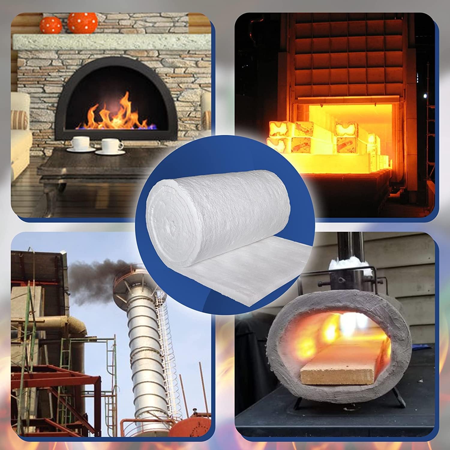 SIMOND STORE Ceramic Fiber Insulation Blanket - 1' Thick x 24' x 150', 8# 2400F, High Temp Insulation for Wood Stove Baffle, Fireplace, Pizza Oven, Chimney, Forge, Furnace, Kiln, Boiler, Dishwasher
