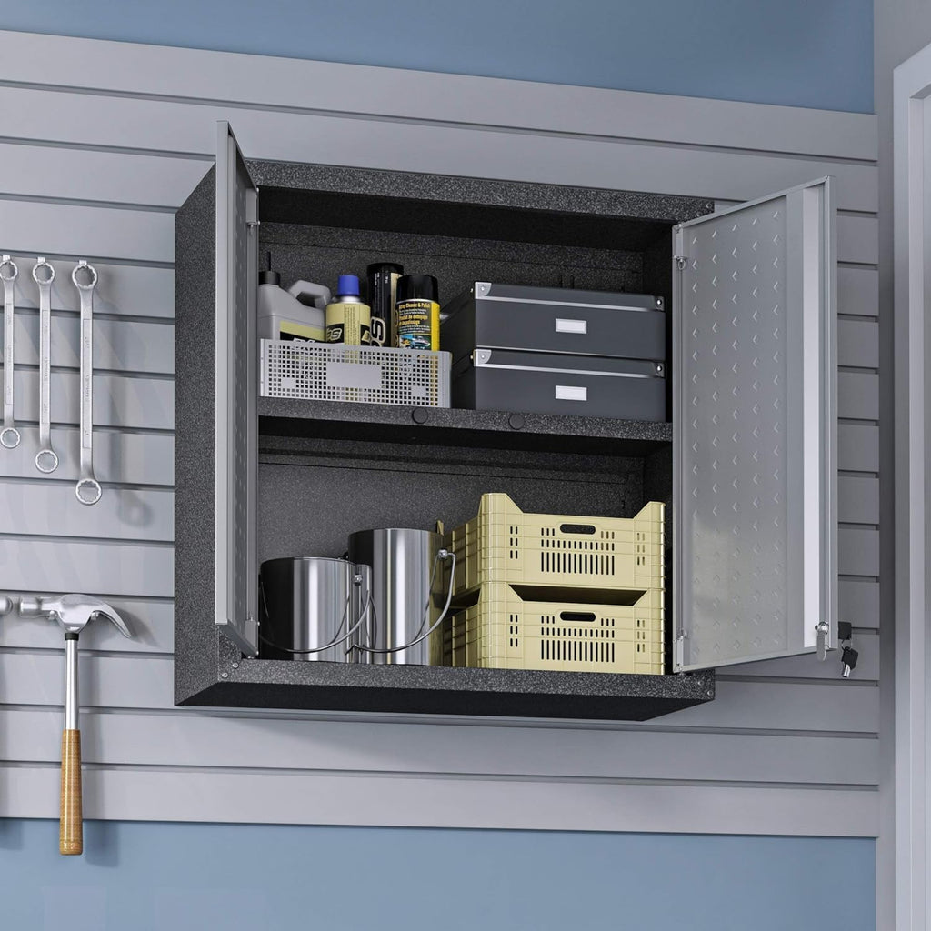 Manhattan Comfort Fortress Floating Storage Cabinet, Modern Stainless-Steel Garage Cabinet, Grey