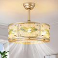 AIJIASI Gold Fandelier Ceiling Fans with Lights, 20' Caged Ceiling Fan with Light and Remote Control, Chandelier Ceiling Fan Low Profile with 6 Speeds for Bedroom, Living Room, Nursery