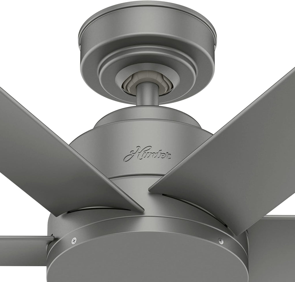 Hunter Fan 44 in Casual Matte Silver Finish Outdoor Ceiling Fan with 6 Blades (Renewed)