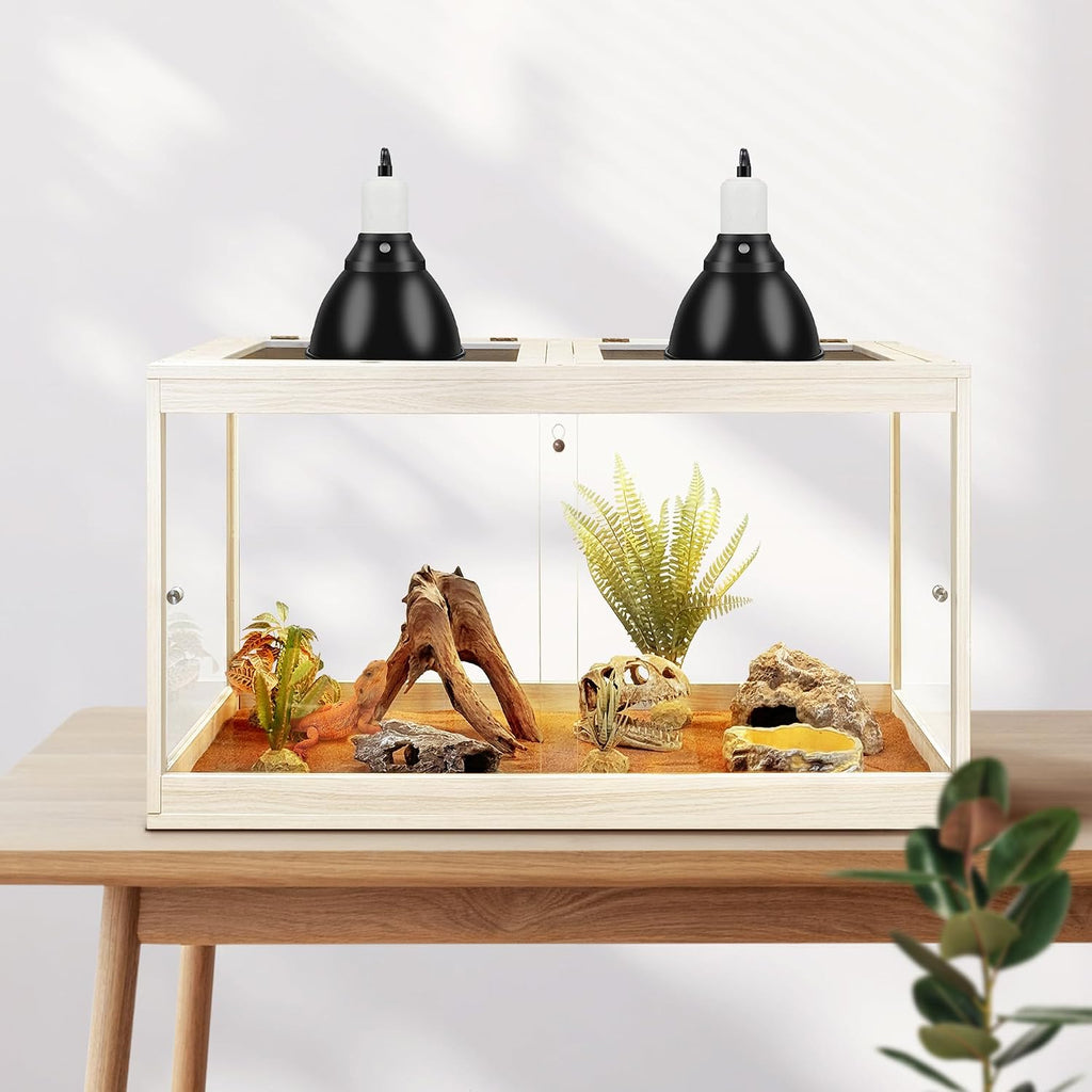 PROLEE Reptile Tank, 31 Gallon Beard Dragon Tank, Tempered Glass Reptile Encloure and Snake Tank with Locking Design for Lizard,Gecko,Chameleon (24'X15.5'X15.5',Oak)
