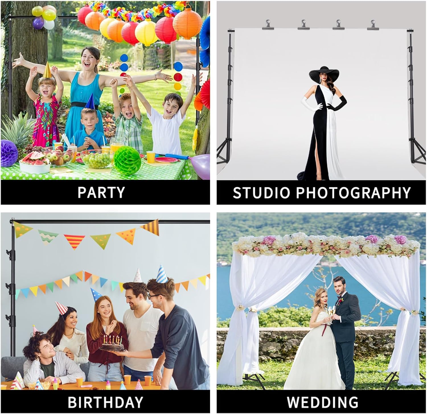 14.11X 13.12 FT Large Heavy Duty Backdrop Stand, Adjustable Photography Studio Photo Background Support System with Carry Bag for Parties, Events Decoration, Wedding, Birthday, Portrait