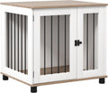 PawHut Dog Crate Furniture, Side Table Indoor Dog Kennel, End Table with Lockable Door for Small and Medium Dogs, Walnut Brown