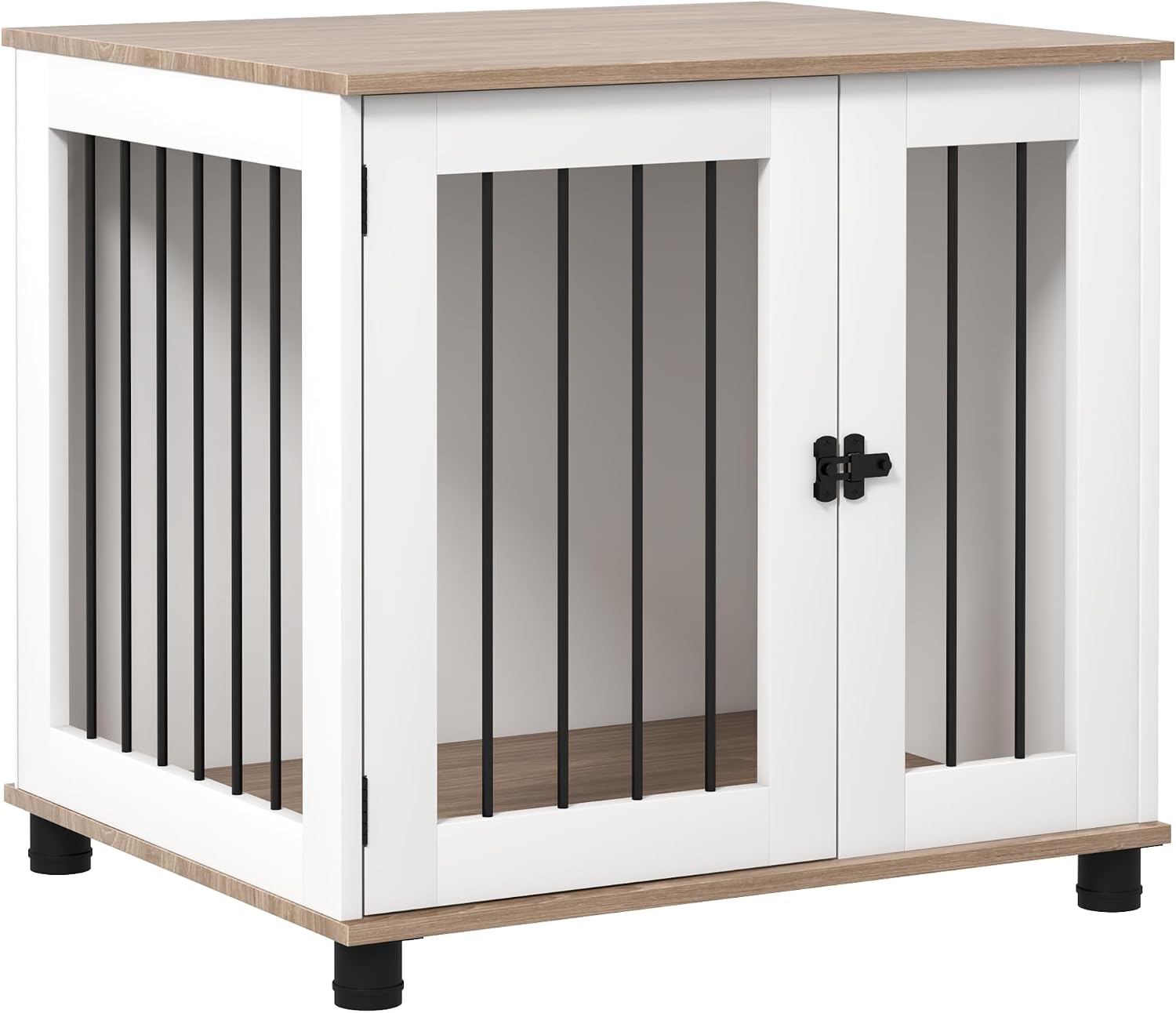 PawHut Dog Crate Furniture, Side Table Indoor Dog Kennel, End Table with Lockable Door for Small and Medium Dogs, Walnut Brown