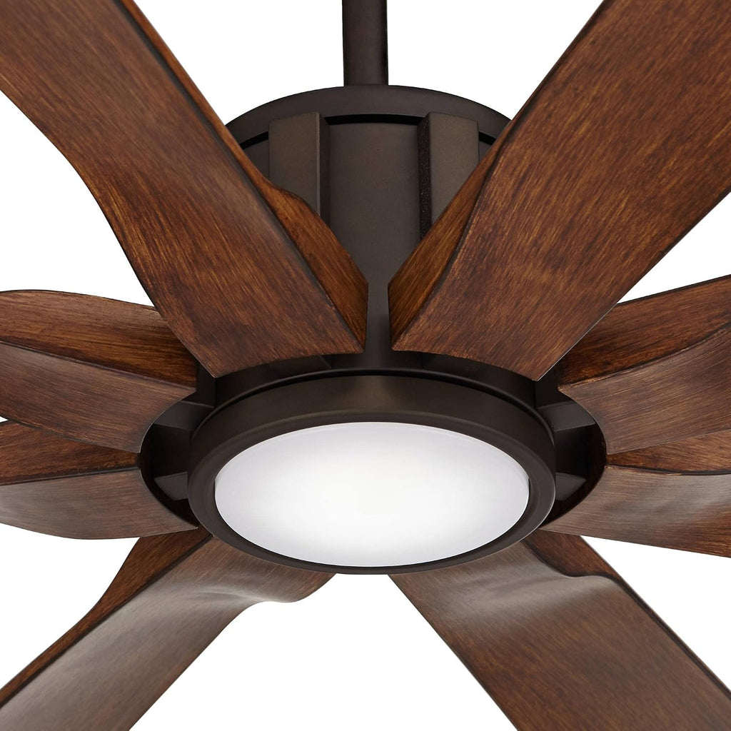 Possini Euro Design 80' Defender Rustic Farmhouse Outdoor Ceiling Fan with Dimmable LED Light Remote Control Oil Rubbed Bronze Damp Rated for Patio Exterior House Home Porch Gazebo Garage Barn