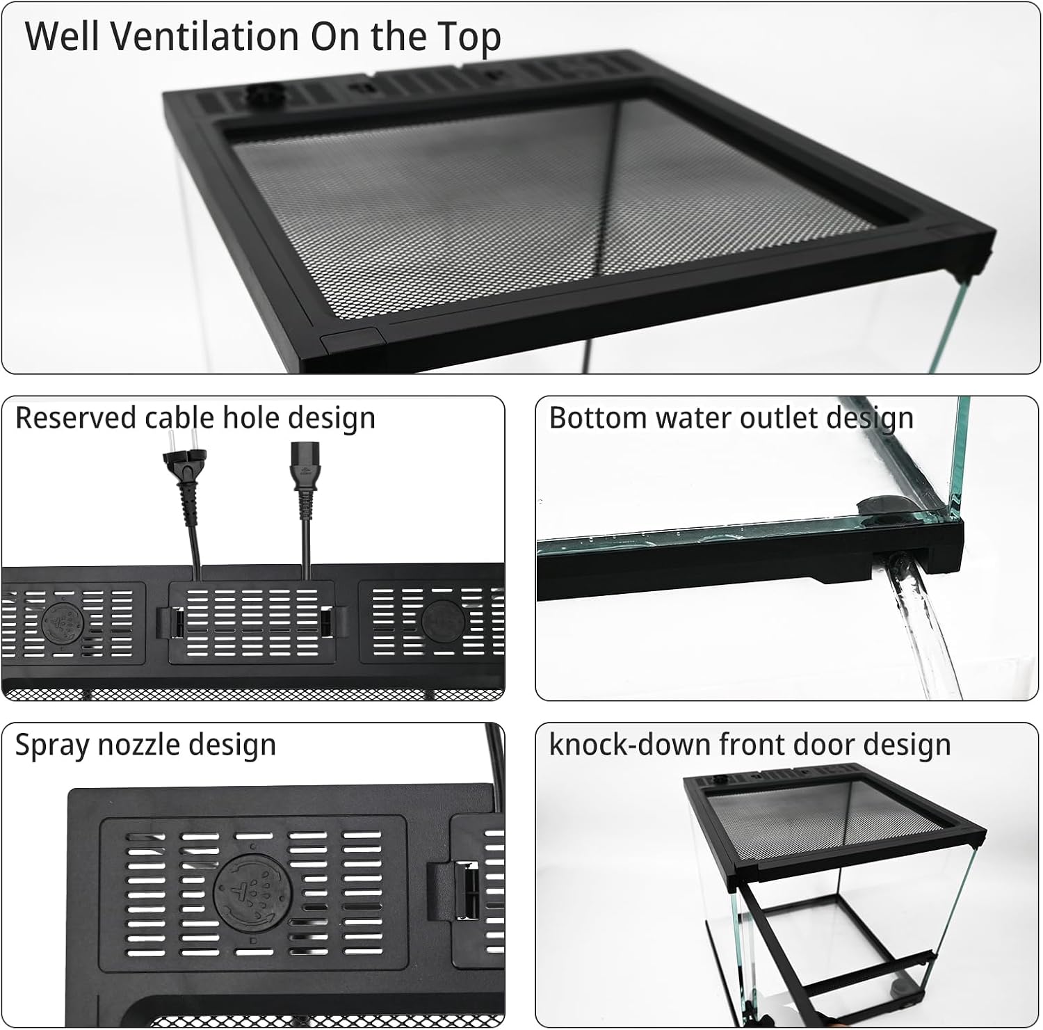 11 Gallon Tall Reptile Glass Tank 12'x12'x18' with Drainage Hole - Pre-Assembled Vertical Reptile Cage Enclosure for Arboreal Geckos,Chameleon,Lizard,Tree Frog and Snake