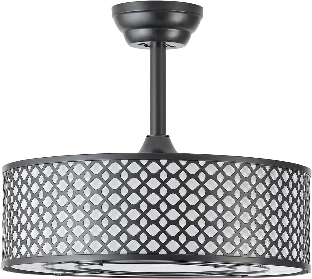 Black Fandelier Ceiling Fan with Light, 20' Caged Boho Ceiling Fans with Lights and Remote, Mid Century with 6 Speeds for Bedroom, Living Room, Nursery