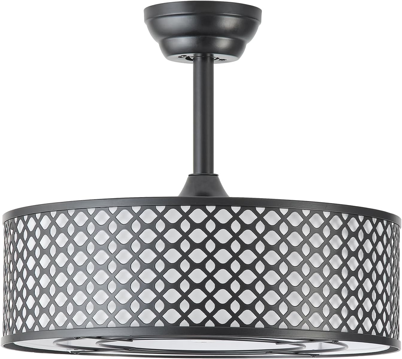 Black Fandelier Ceiling Fan with Light, 20' Caged Boho Ceiling Fans with Lights and Remote, Mid Century with 6 Speeds for Bedroom, Living Room, Nursery