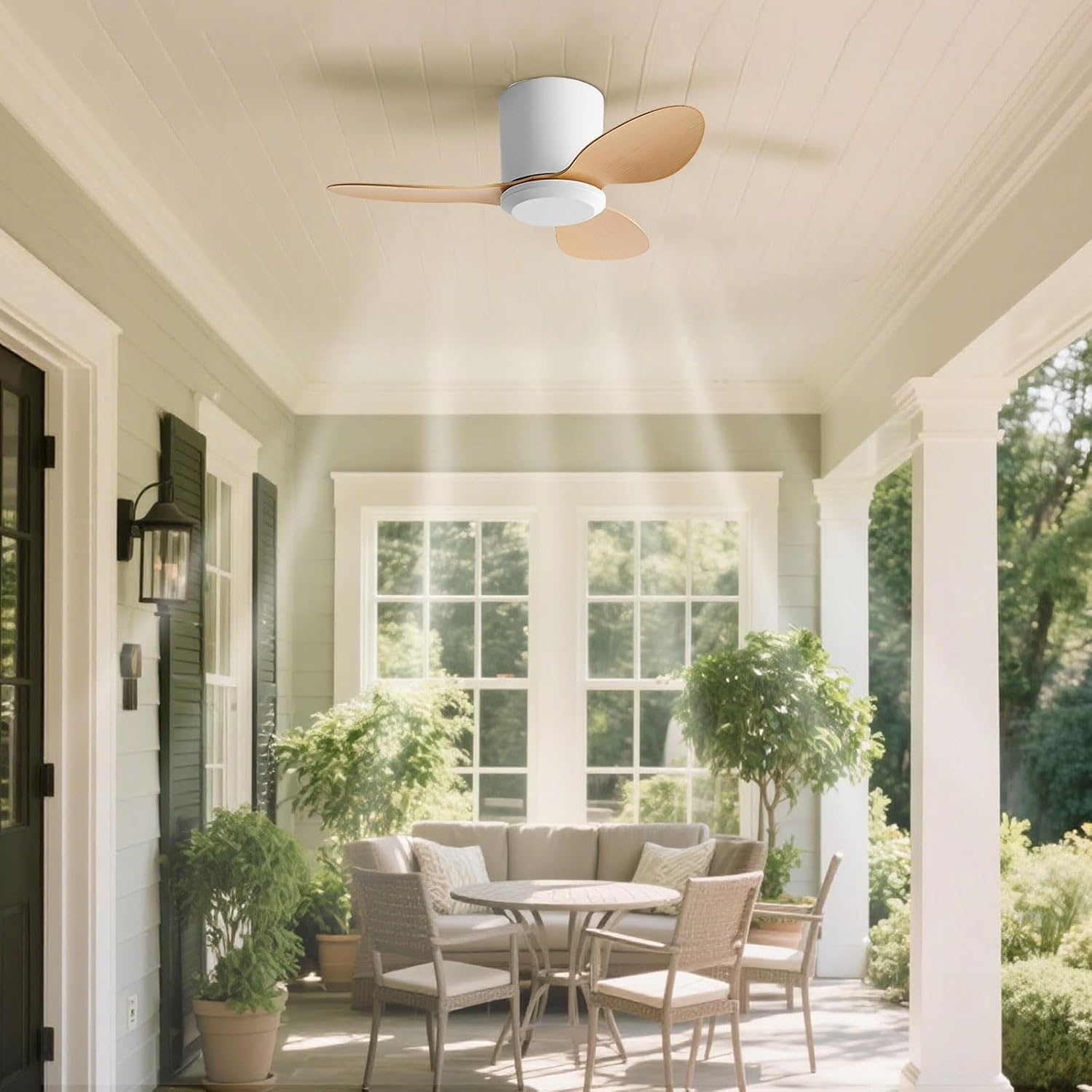 Flush Mount Ceiling Fan No Light Modern Small Ceiling Fans Remote Control 6 Speeds 25 Inch Ceiling Fan Without Lights Quiet DC Motor, 3 Blades For Restaurant Bedroom Patio Indoor