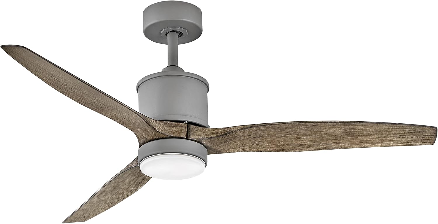 Hinkley Hover 52' Indoor/Outdoor Smart Ceiling Fan with Light and Remote, Modern Propeller Style with Composite Fan Blades, Integrated LED, Graphite and Driftwood blades