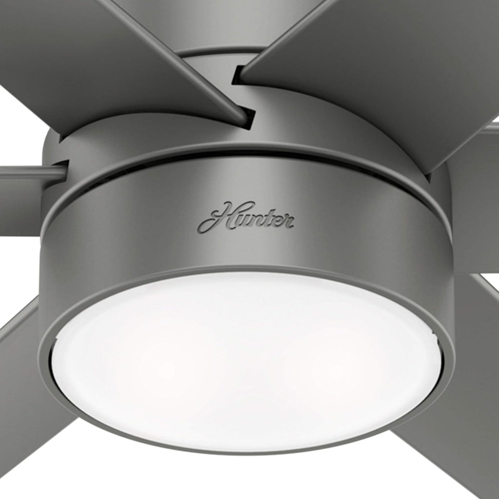 Hunter Fan 60 inch Contemporary Matte Silver Finish Outdoor Ceiling Fan with LED Light Kit (Renewed)