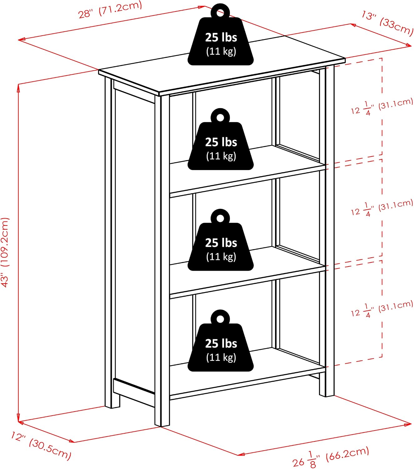 Verona 3-Section M Storage Shelf with 6 Foldable Black Color Fabric Baskets